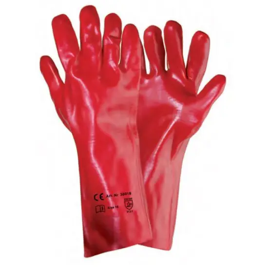27cm páncélozott kesztyű, interlock bélés, piros PVC teljes bevonattal Vedd meg most