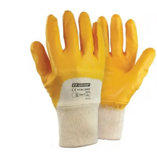 Alacsony ár 8''/M sárga nitril bevont (NBR) kesztyű, vastagság 0,7mm