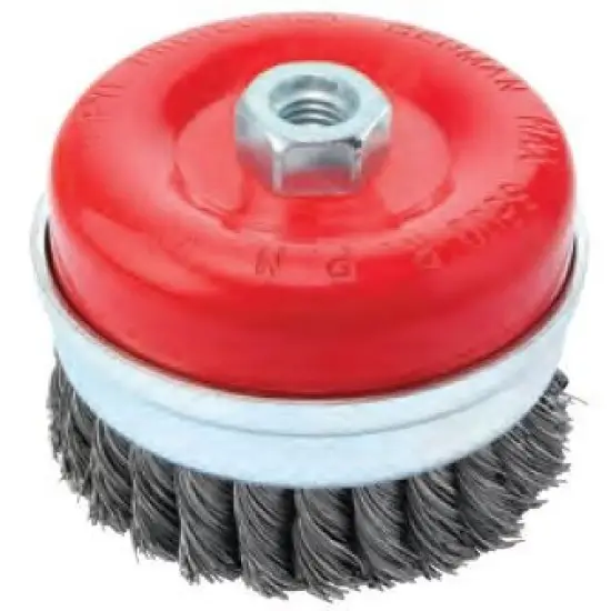 Kedvezmény csavart drótos drótkefe tárcsa, 05mm drót, erősített, menet M14*2.82, O