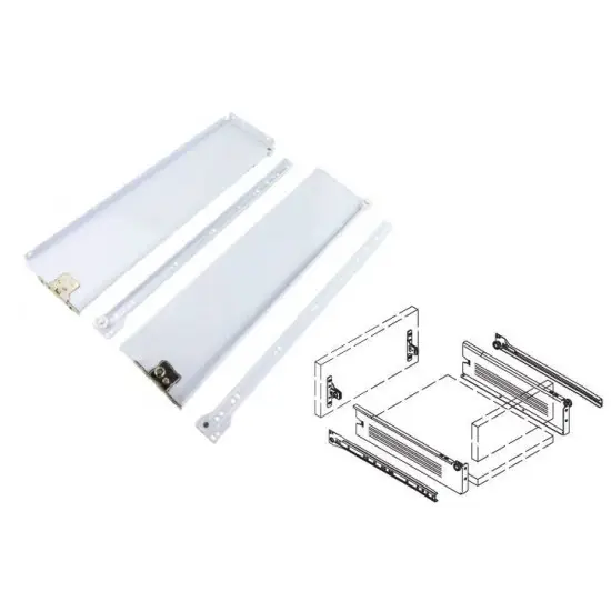 fémfiók oldal/kocsi, fehér 8,6 / 50 cm, Prémium