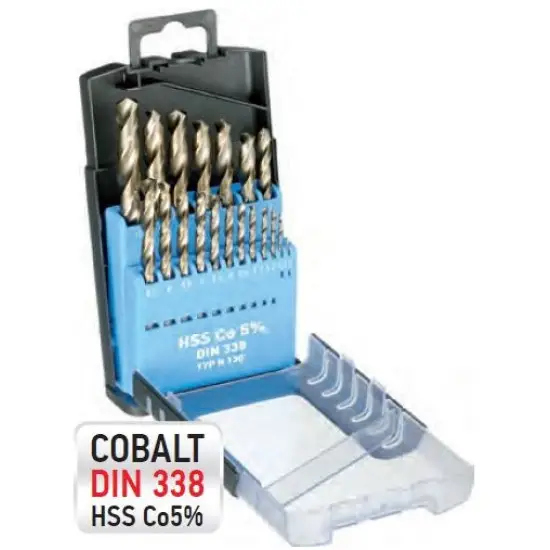 fúrókészlet 19db HSS Co5% DIN 338, 1.0-10mm x 0.5mm Kihagyhatatlan ajánlat