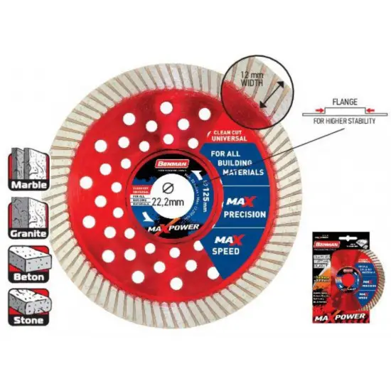 Korlátozott ajánlat gyémánt vágókorong, MAXPOWER, univerzális-TURBO, 230 X 2.6 X 12w