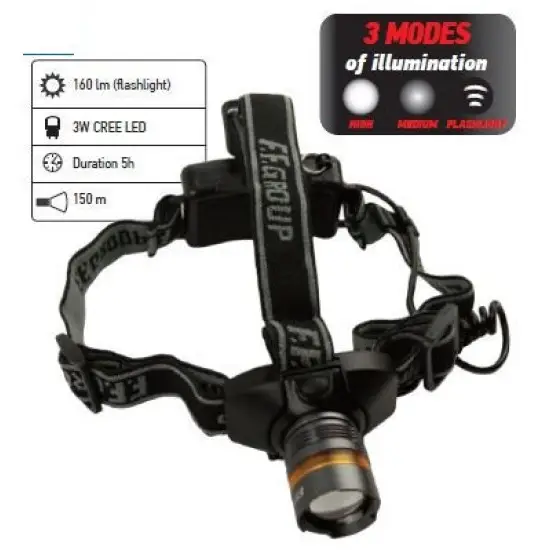 LED fej munkalámpa robosztus, 3W(CREE), 3 üzemmód Kedvezmény