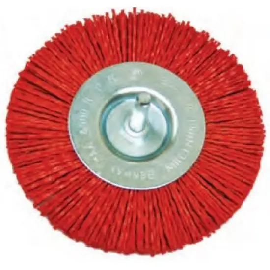 Expressz szállítás nylon csiszoló kefekerék, piros, szárral, O100mm