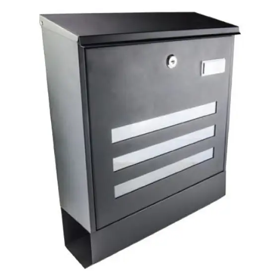 Olcsó postaláda és újságtartóval, fekete, 415X345X117X0.8mm,