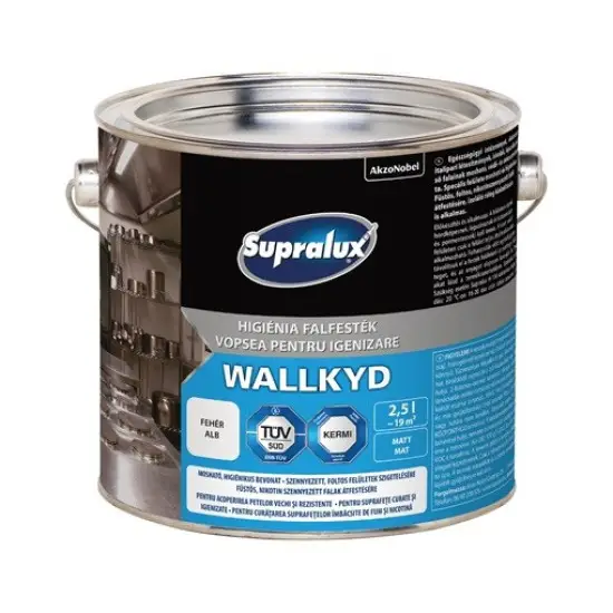 Kedvezményes ár Supralux Wallkyd higiéniai beltéri falfesték fehér 2,5 l