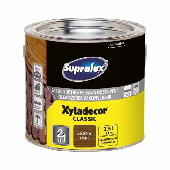 Azonnal elérhető Supralux Xyladecor Classic vékonylazúr gesztenye 2,5 l