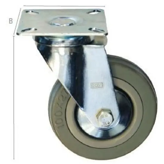 Népszerű szürke gumi görgő,forgó 100mm,