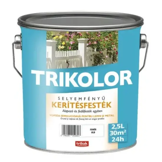 Trikolor selyemf. kerítésfesték 100 fehér 2,5 l Vásárlói kedvenc