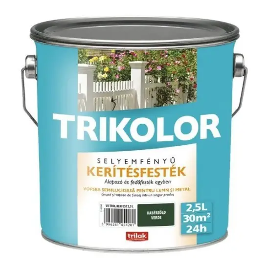Trikolor selyemf. kerítésfesték 601 babérzöld 2,5 l Expressz kézbesítés