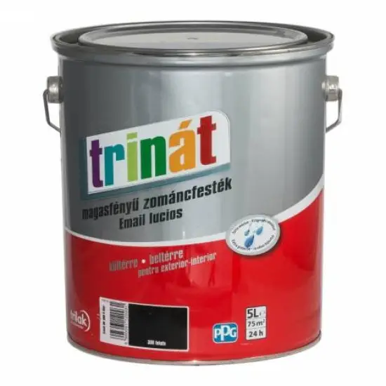 Akciós ár Trinát magasf. zománcfesték 300 fekete 5 l