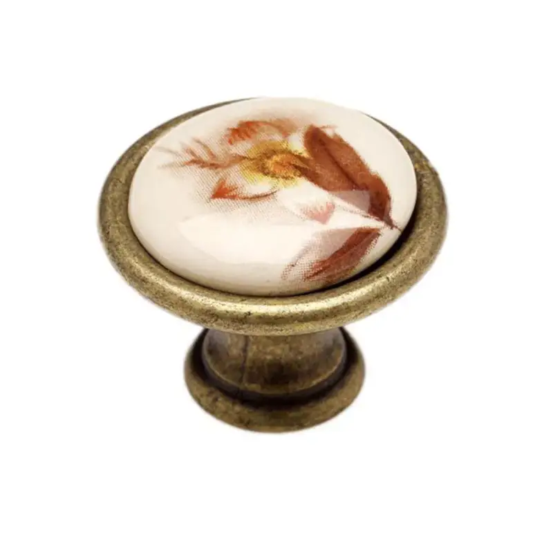 Kedvezményes ár Fogantyú P08.01.02.04 Antikolt Bronz-Barna Virág Fém/Porcelán