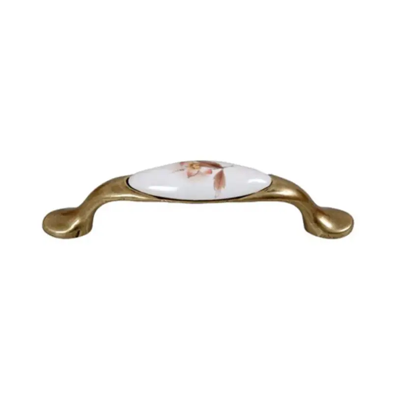 Fogantyú E052-96 Antikolt Bronz-Barna Virág Fém-Porcelán Azonnal elérhető
