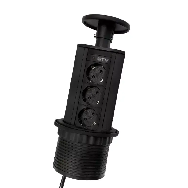 Konnektor Munkalapba süllyeszthető Fekete 3x220V 130x220mm Expressz szállítás