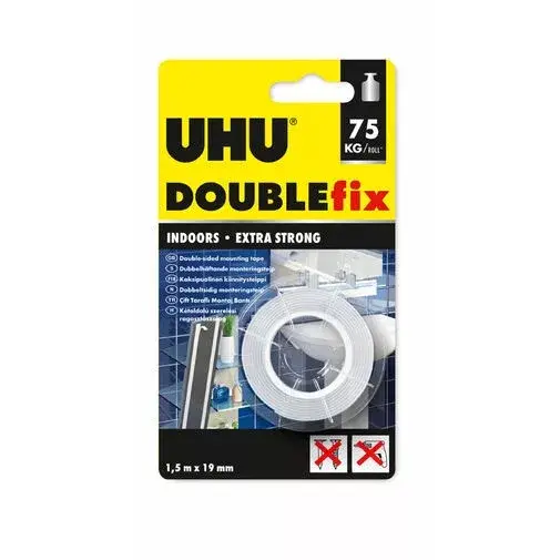 Biztonságos fizetés UHU Double Fix - kétoldalas ragasztószalg - 1500x19mm