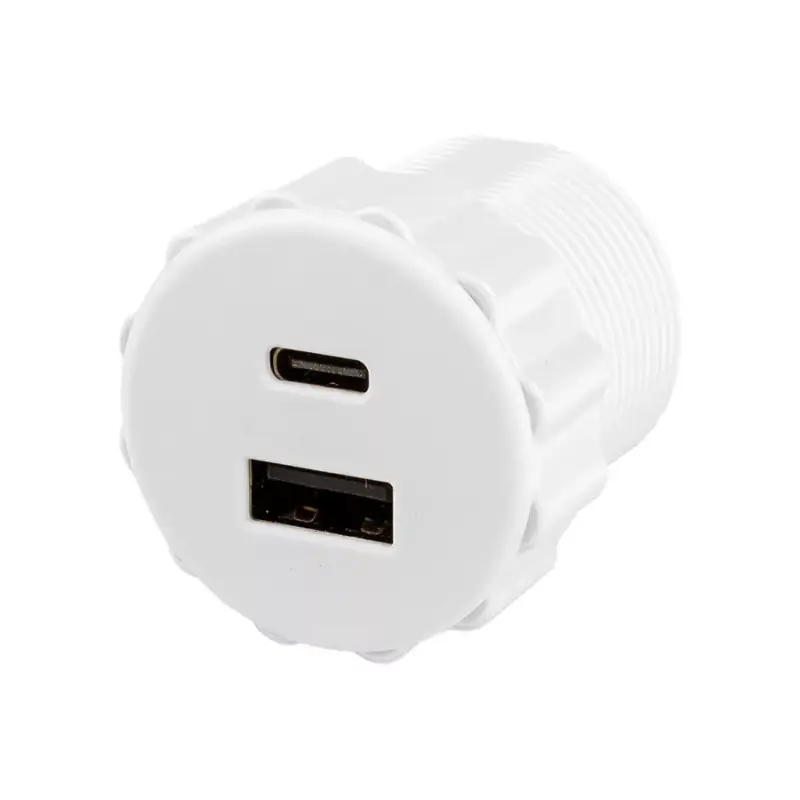 Gyors szállítás Konnektor-rejtett elosztó StrongPower USB töltő 2x USB A/C - 35mm Fehér