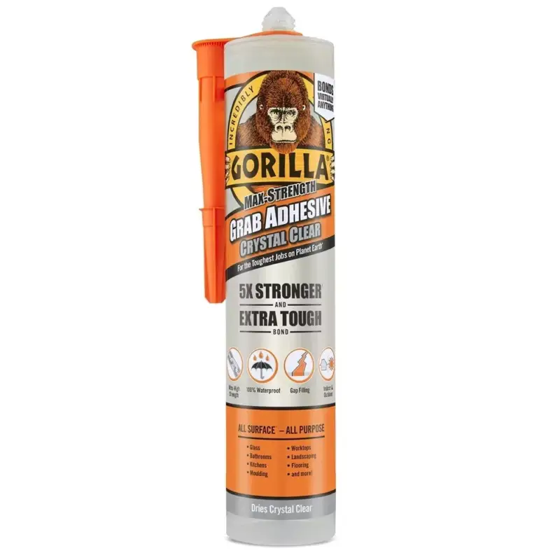 Gorilla GRAB CRYSTAL CLEAR Kristálytiszta Építési ragasztó - extra erős 270ml Népszerű