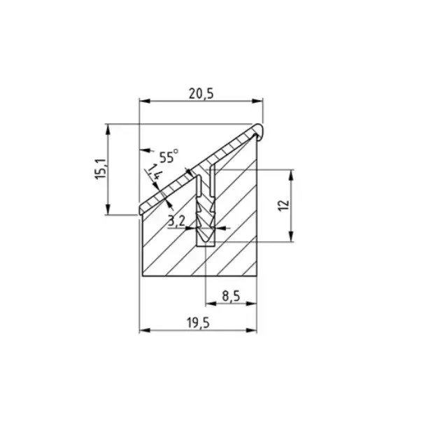 Gyors szállítás Fogantyú US 2197 55 fokos alumínium fogantyú profil 2750mm