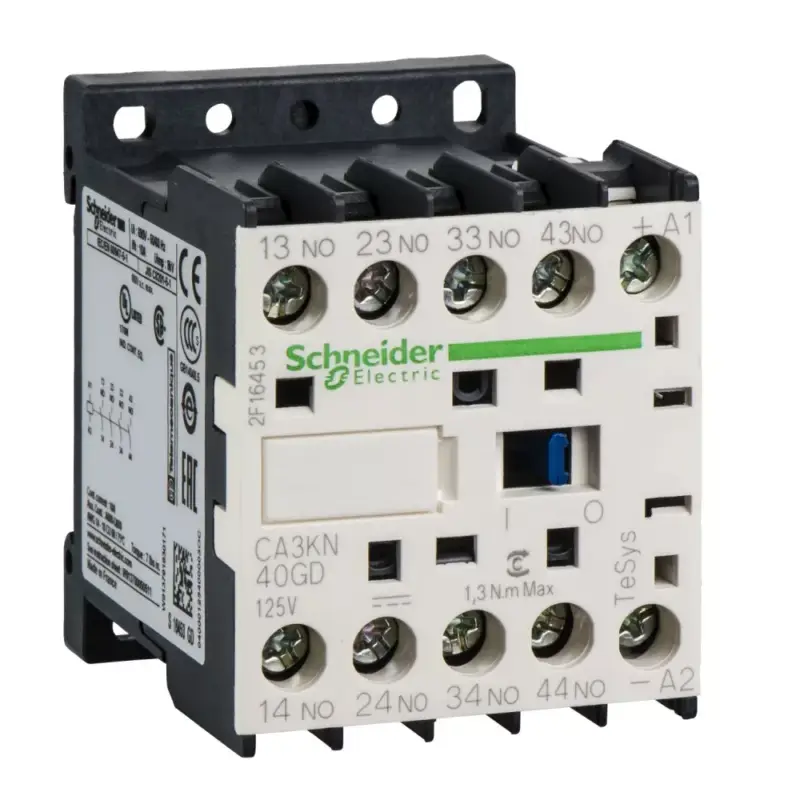 Csak ma Schneider Electric CA3KN40GD, Segédkontaktor 10A, 125V DC vezerlés, 4 Záró érintkező, csavaros csatlakozás (Segédkapcsoló CA3KN40GD)