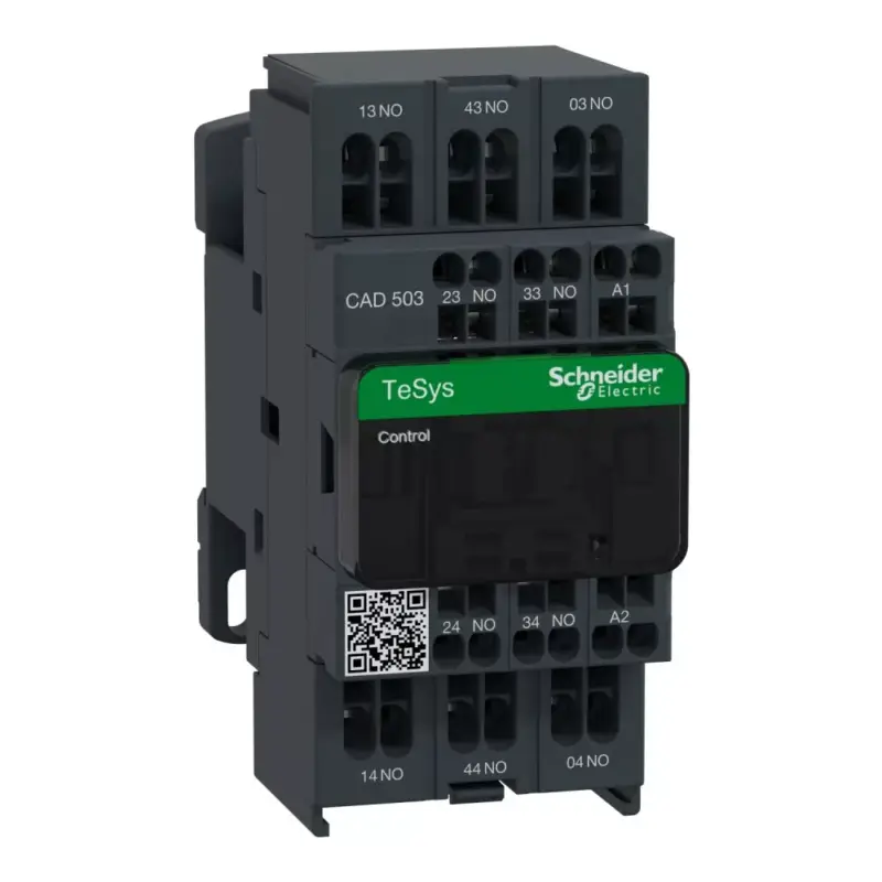 Schneider Electric CAD503FE7, Segédkontaktor 10A, 115V AC 50/60 Hz vezerlés, 5 Záró érintkező, rugós csatlakozás (Segédkapcsoló CAD503FE7) Biztonságos fizetés