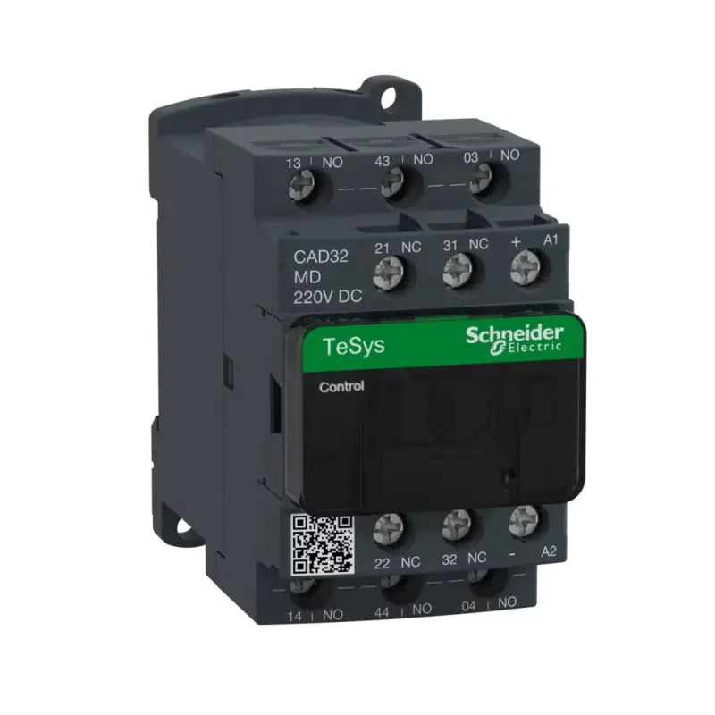 Újdonság Schneider Electric CAD32MD, Segédkontaktor 10A, 220V DC vezerlés, 3 Záró + 2 Nyitó érintkező, csavaros csatlakozás (Segédkapcsoló CAD32MD)