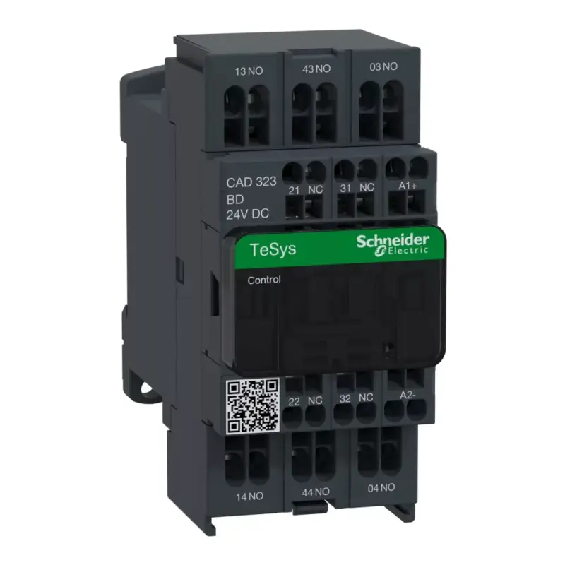 Szuper akció Schneider Electric CAD323BD, Segédkontaktor 10A, 24V DC vezerlés, 3 Záró + 2 Nyitó érintkező, rugós csatlakozás (Segédkapcsoló CAD323BD)