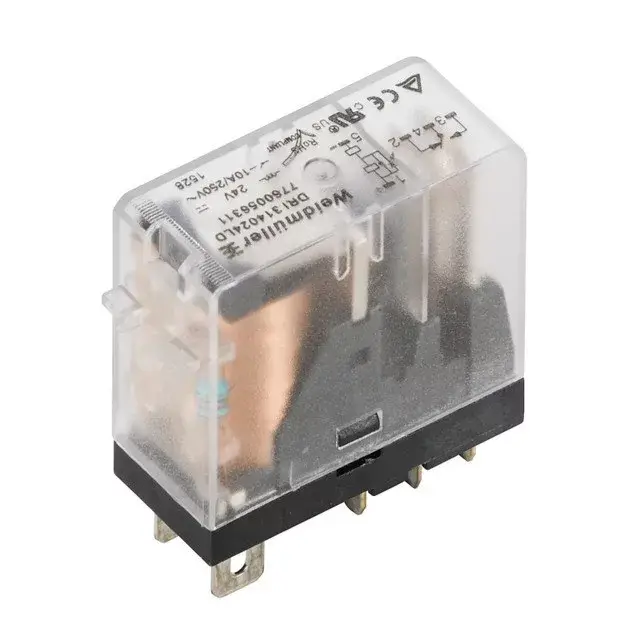 Weidmüller 7760056297 DRI314024, Relémodul 1 váltóérintkező (CO) AgNi, 24V DC vezérlőfeszültség, 10A folytonos áram, flat blade connections (4.7 mm x 0.5 mm) (D-Series) Vásárlói kedvenc