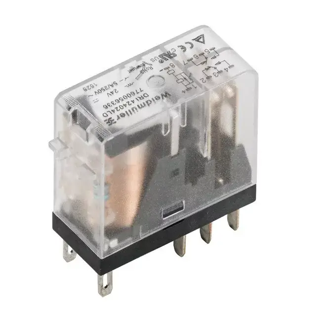 Weidmüller 7760056328 DRI424012L, Relémodul 2 váltóérintkező (CO) AgNi, 12V DC vezérlőfeszültség, 5A folytonos áram, flat blade connections (2.5 mm x 0.5 mm) (D-Series) Nézd meg most