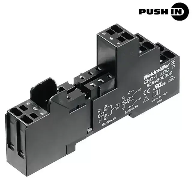 Weidmüller 8869500000 SRC-I 2CO P, Relé talp 2 váltóérintkező , 12A folytonos áram, push in (Riderseries) Biztonságos fizetés