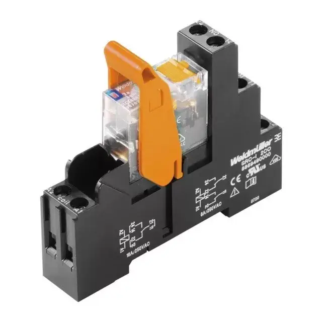 Végkiárusítás Weidmüller 8881610000 RCIKIT 24VDC 2CO LD/PB, Komplett relé 2 váltóérintkező (CO) AgNi 90/10,vizsgálógombbal, 24V DC vezérlőfeszültség, 8A folytonos áram, csavaros csatlakozás (Riderseries)