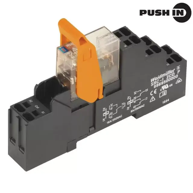 Népszerű Weidmüller 8897110000 RCIKITP 24VDC 1CO LD, Komplett relé 1 váltóérintkező (CO) AgNi 90/10, 24V DC vezérlőfeszültség, 16A folytonos áram, push in (Riderseries)
