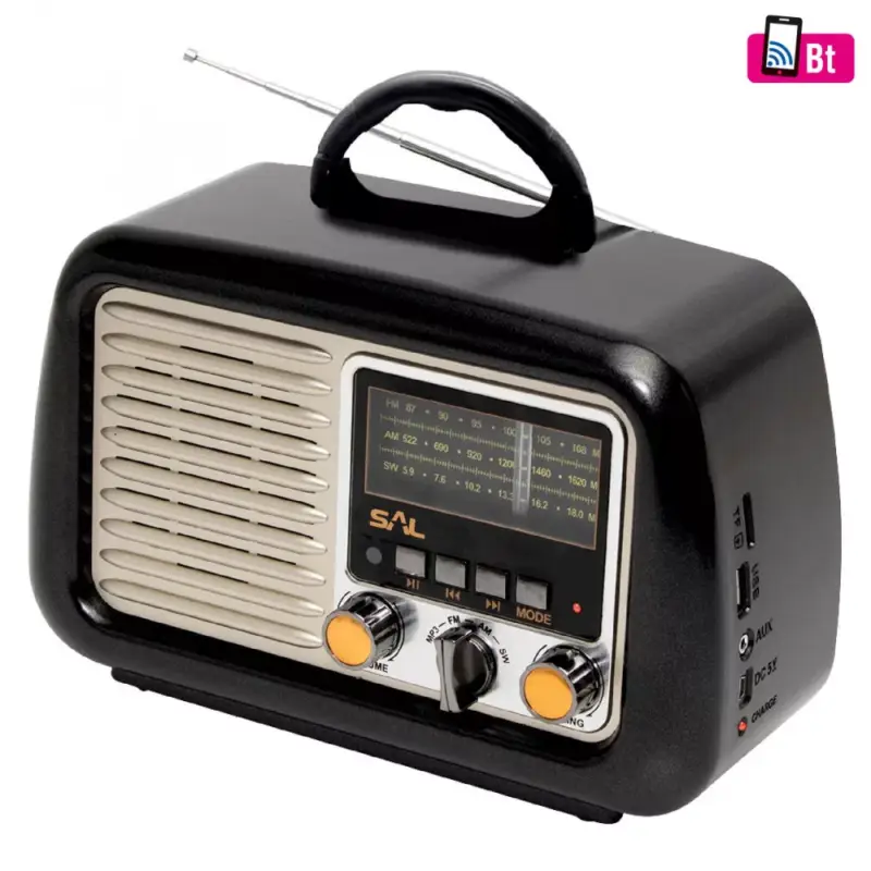 Biztonságos fizetés SAL RRT 2B Retro táskarádió, MP3-BT, 3 sávos ( RRT 2B )