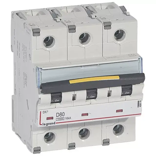 Legrand 409506 DX3 Kismegszakító. 3P, 80A, D karakterisztika, 10kA Expressz kézbesítés