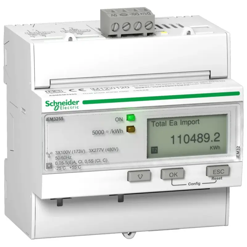 Schneider A9MEM3255 digitális fogyasztásmérő 3 fázis 63A, áramváltós, MODBUS, MID Biztonságos fizetés