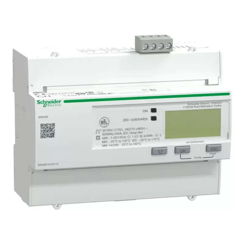 Schneider A9MEM3365 digitális fogyasztásmérő 3 fázis 125A, Bacnet, MID Biztonságos fizetés