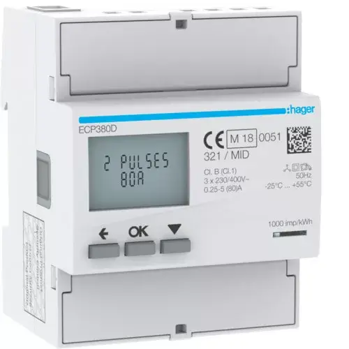 Hager ECP380D fogyasztásmérő 3 fázis 80A, MID Vásárlói kedvenc