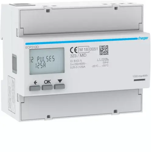 Csak ma Hager ECP310D fogyasztásmérő 3 fázis 125A, MID