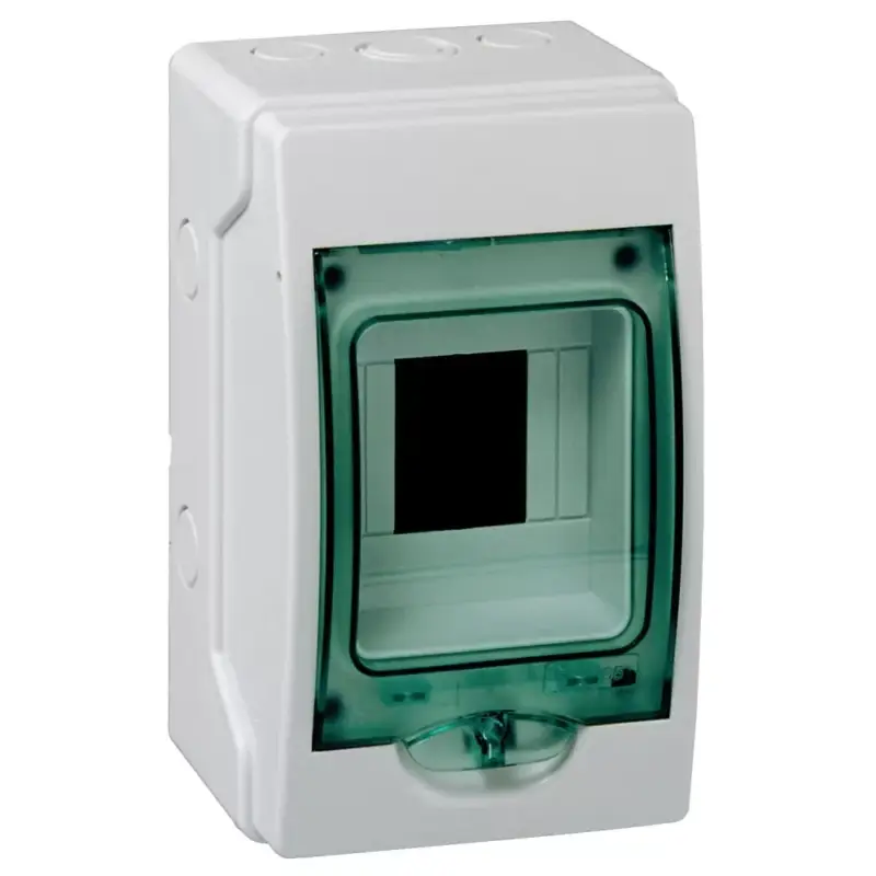 Schneider 13441 Kaedra vízálló kiselosztók 4 modul, 1 sor, átlátszó zöld ajtóval, IP65, falon kívüli Gyors szállítás