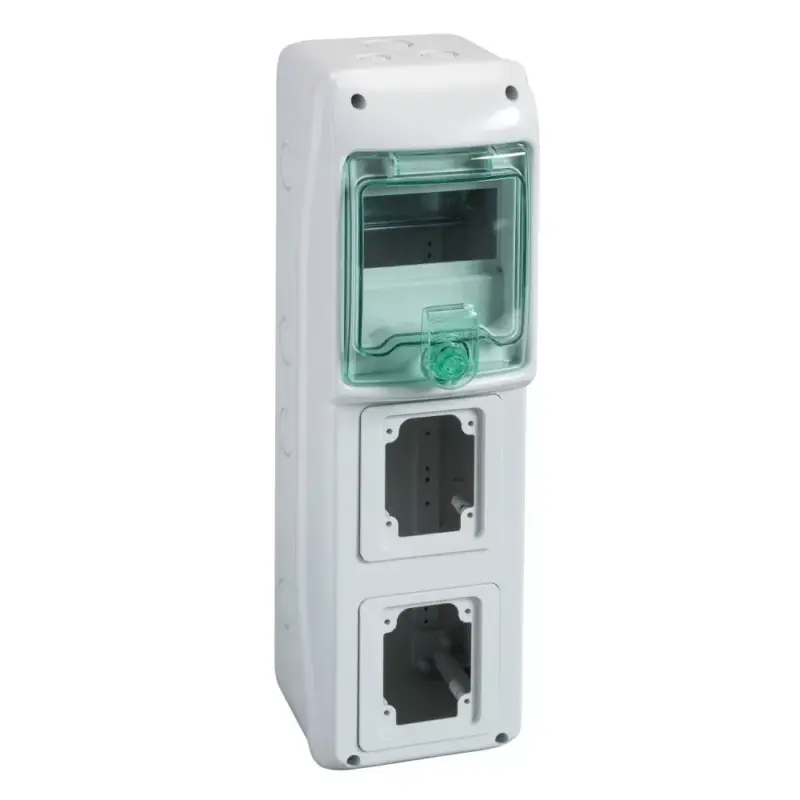 Schneider 13178 Kaedra vízálló kiselosztók 5 modul, 1 sor, 2 db 90x100 mm-es níylással, átlátszó zöld ajtóval, IP65, falon kívüli Legjobb ár