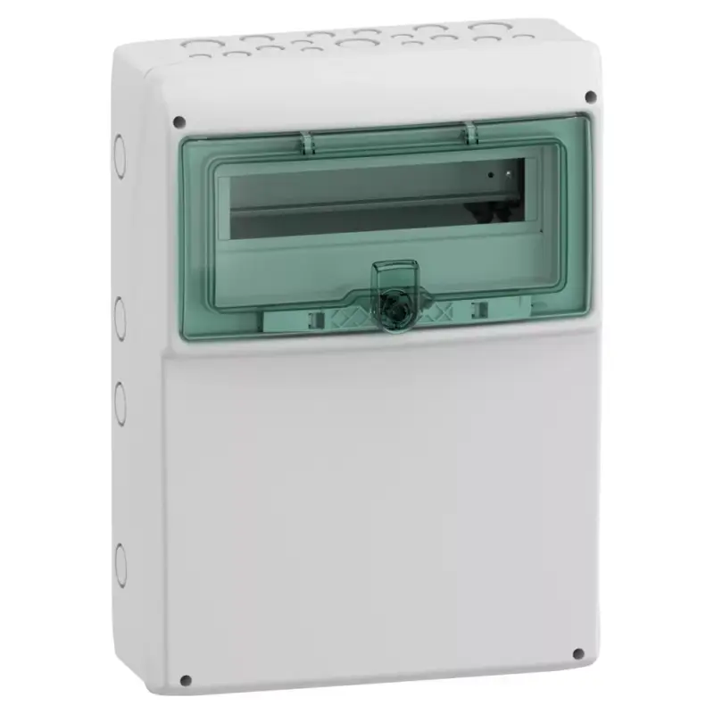Schneider 13192 Kaedra vízálló kiselosztók 13 modul, 1 sor, átlátszó zöld ajtóval, sima kifúrandó felülettel, IP65, falon kívüli Expressz szállítás