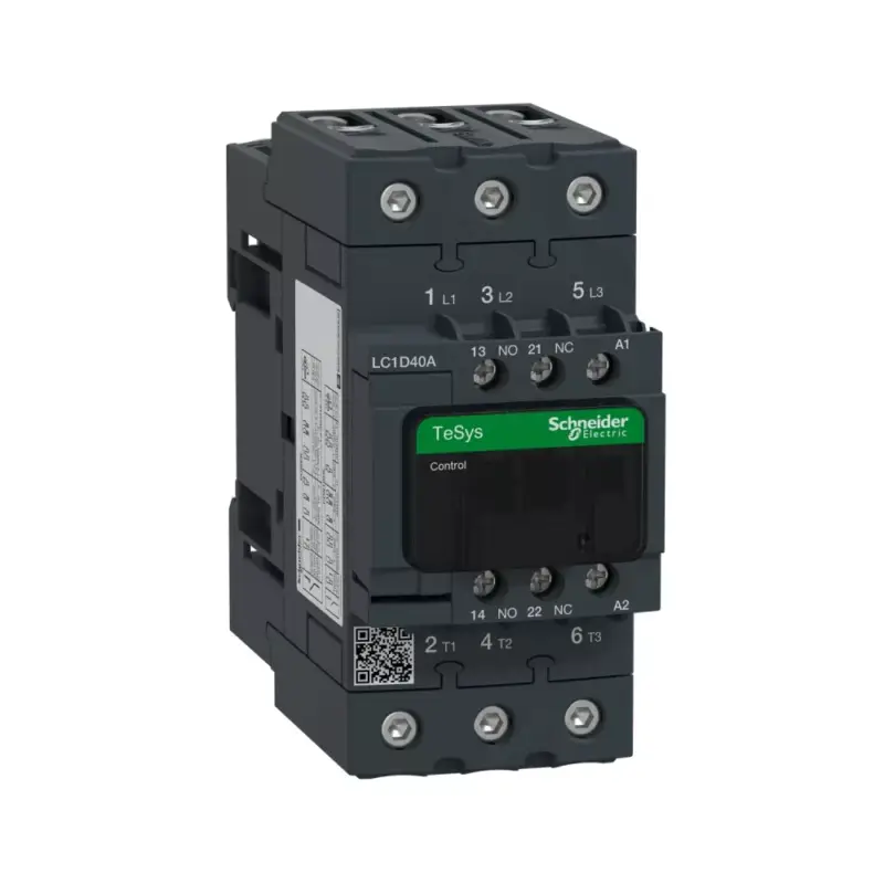 Outlet Schneider LC1D40AD5, Tesys D mágneskapcsoló, 18.5kW/40A (400V, AC3), 42V AC 50 Hz vezerlés, 1Z+1Ny, csavaros csatlakozás