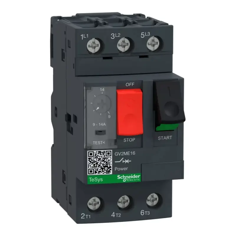 Biztonságos fizetés Schneider GV2ME16AP Tesys motorvédő kapcsoló, 9-14A, csavaros csatlakozás, nyomógombos vezerlés, 5.5 kW, 50 Hz