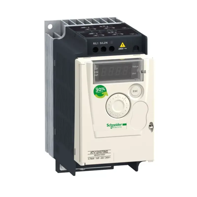 Biztonságos vásárlás Schneider ATV12H055M2 frekvenciaváltó 0,55 kW, 1 fázis, 200..240V AC, Modubs, IP20, hűtőbordás (Altivar 12)