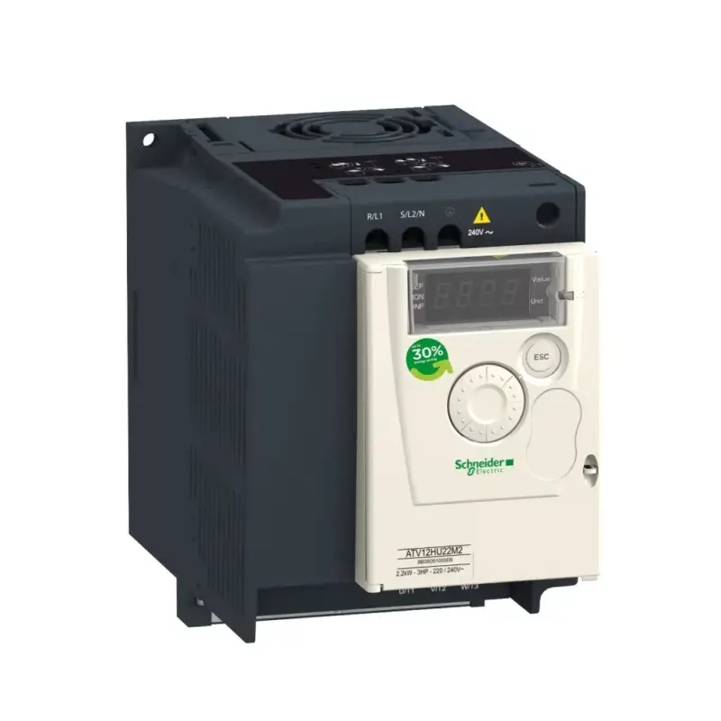 Schneider ATV12HU22M2 frekvenciaváltó 2,2 kW, 1 fázis, 200..240V AC, Modubs, IP20, hűtőbordás (Altivar 12) Exkluzív ajánlat