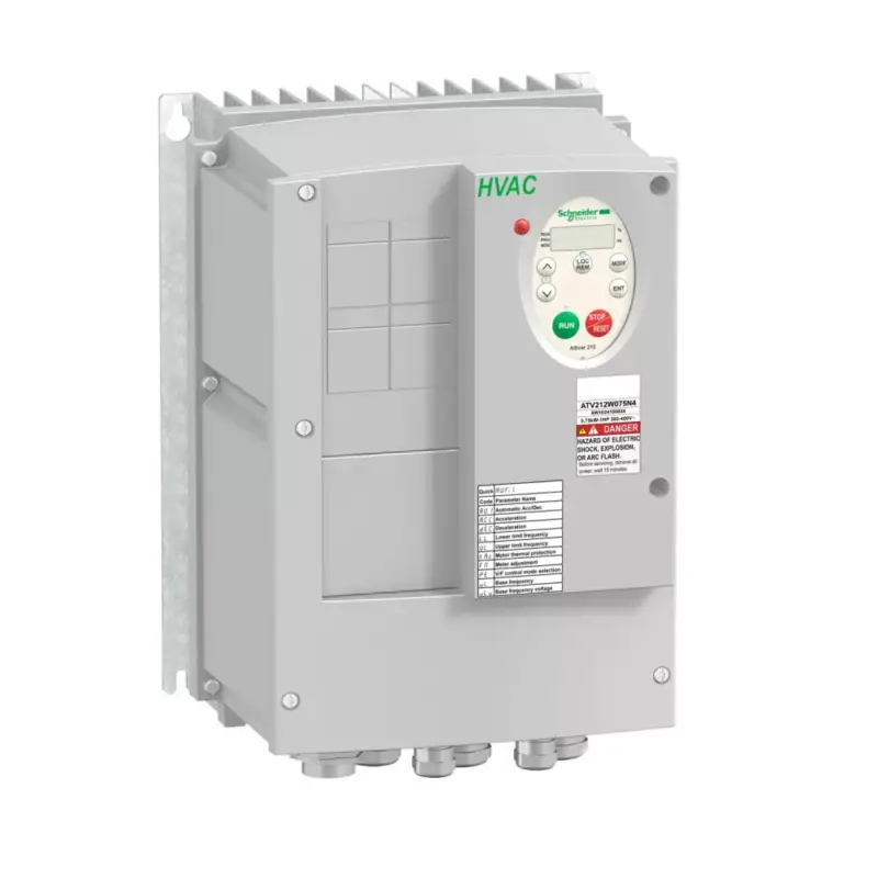 Akció Schneider ATV212W075N4C frekvenciaváltó 0,75 kW, 3 fázis, 380..480V AC, C1 osztályú EMC szűrővel, IP55 (Altivar 212 épületes alkalmazásokra)