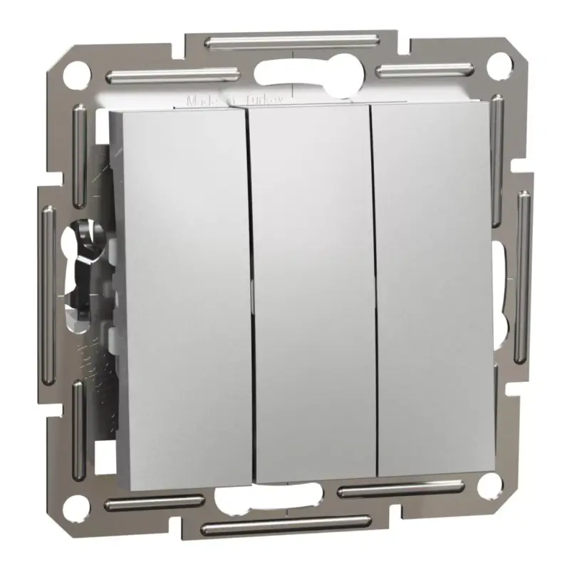 Schneider EPH2100161 Asfora hármas kapcsoló, aluminium burkolattal. keret nélkül, süllyesztett Gyors szállítás