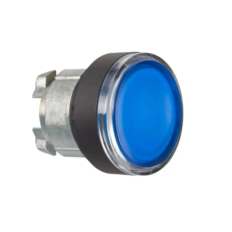 Schneider ZB4BW3637 Harmony fém világító nyomógomb fej, Ø22, visszatérő, beépített LED-hez, kék, fekete perem Prémium