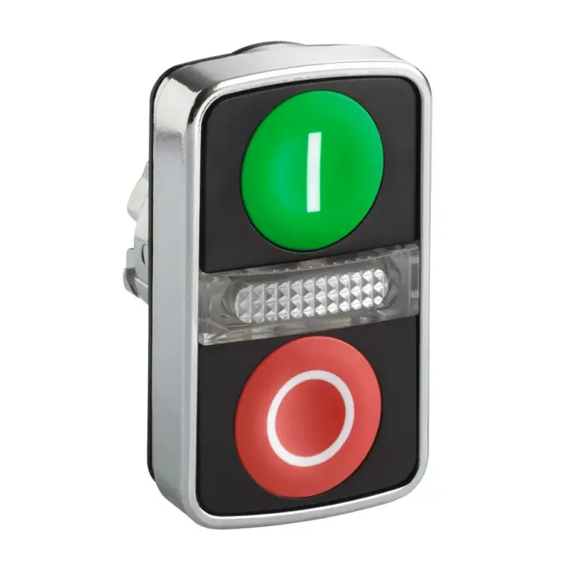 Schneider ZB4BW7A3741 Harmony fém világító kettősfejű nyomógomb fej, Ø22, visszatérő, 1 zöld "I", 1 piros "O" nyomógomb Legjobb ár