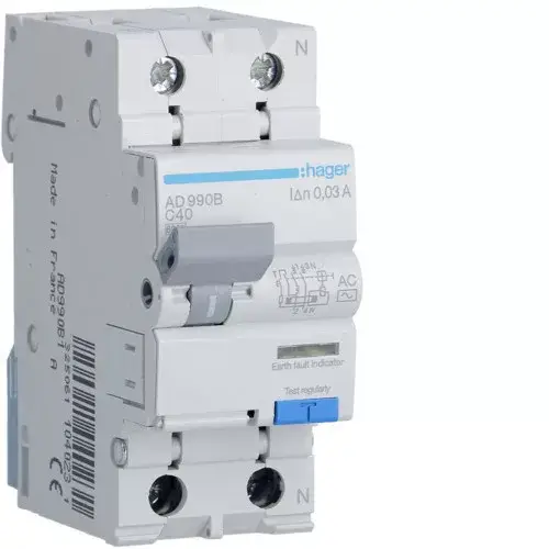 Akció Hager AD990B Áramvédős kismegszakító 1P+N, C-40A, 30mA, 6kA, AC