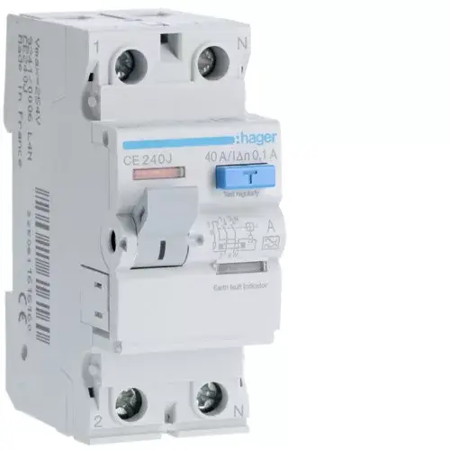 Hager CE240J Hibaáramrelé 2P, 40A, 100mA, A típusHibaáramrelé 2P, 40A, 100mA, A Akció